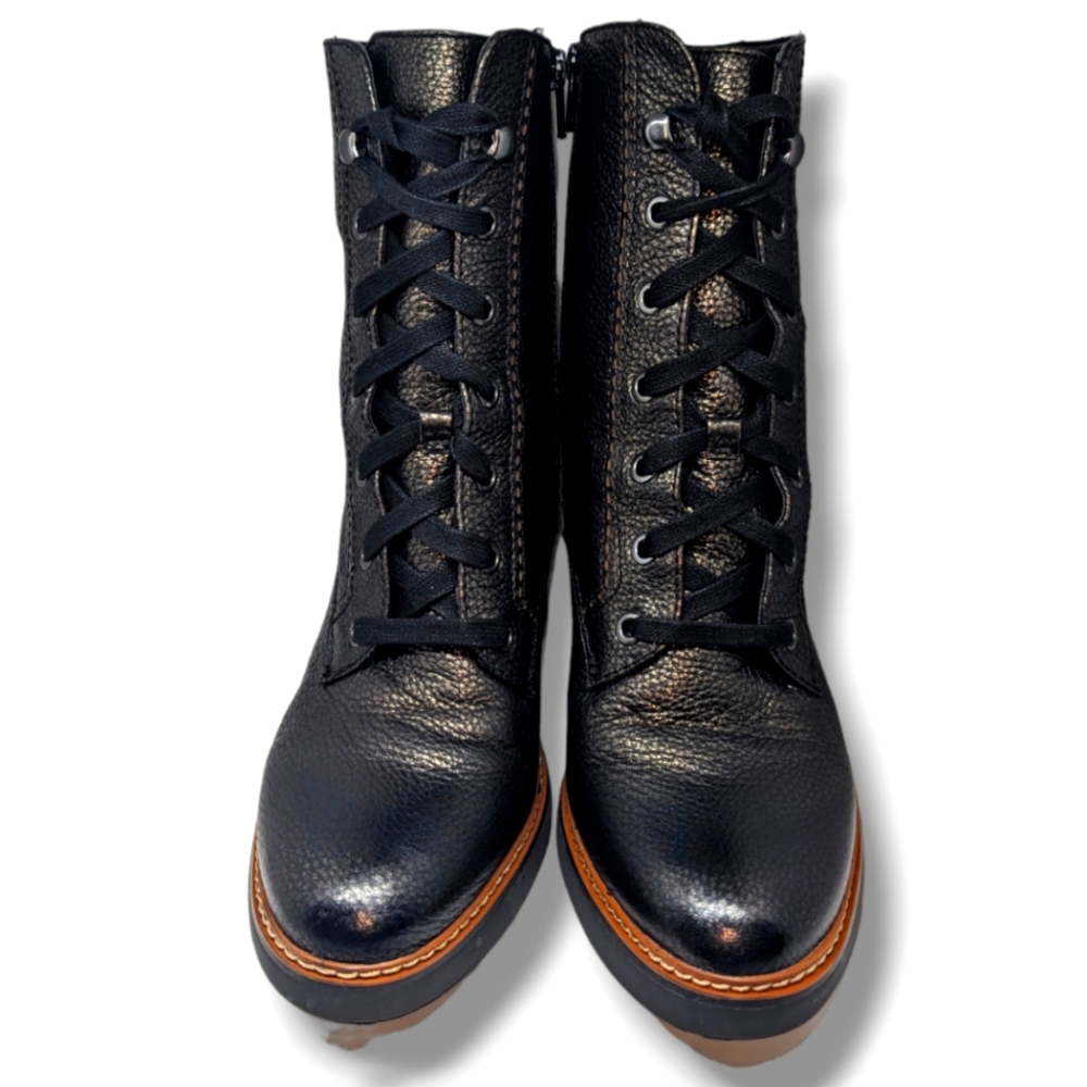 Naturalizer | Callie Black Metalic Leather Heeled Ankle Boot Women's Size 9.5W - Picture 3 of 7